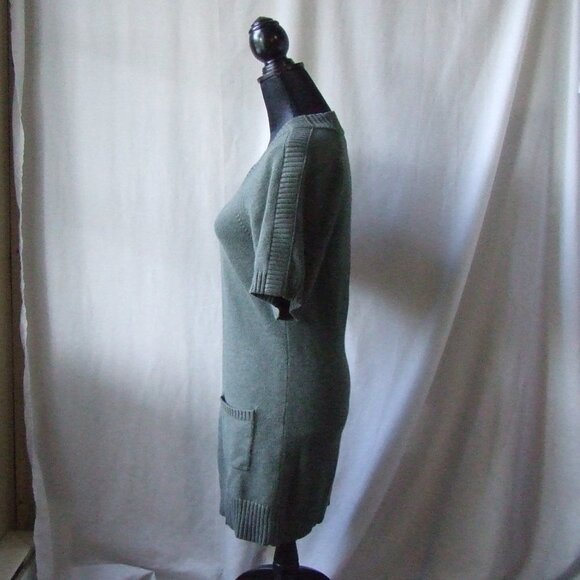 Banana Republic dress green sweater angora fur v-neck knee length preppy cozy XS - Picture 5 of 14